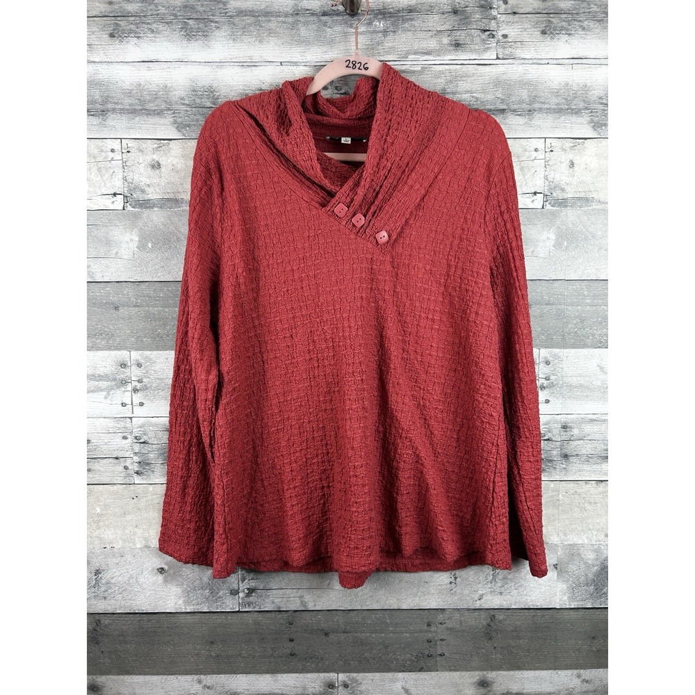 Astrologie Women's Large Red Long Sleeve Cowl Neck Pullover